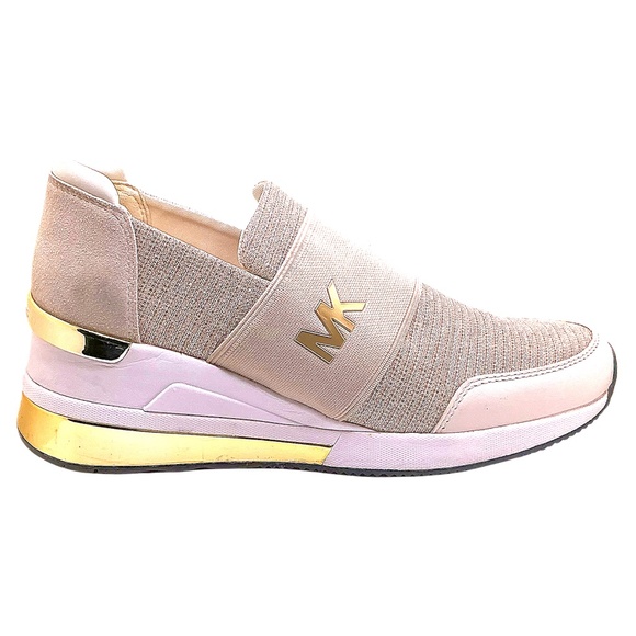 MICHAEL KORS Felix Trainer Sneakers In Champagne Size 8.5M - Picture 3 of 5